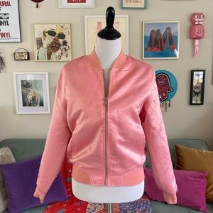 Ban.do pink satin party animal bomber jacket